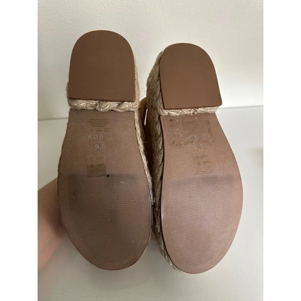 Kelsi Dagger Brooklyn Keys Platform Sandal Espadrille Buckle Strap Tan Women 9.5